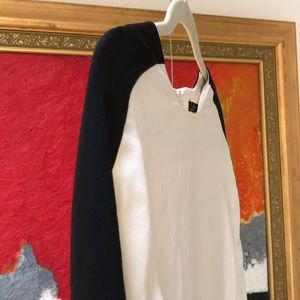 White with black dress